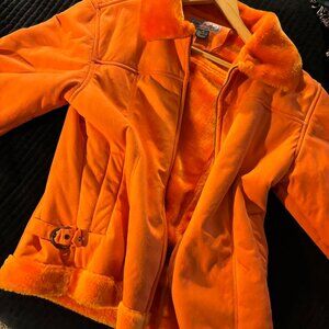 #vintage #retro #leather Che Bella orange faux fur coat #y2k #boho